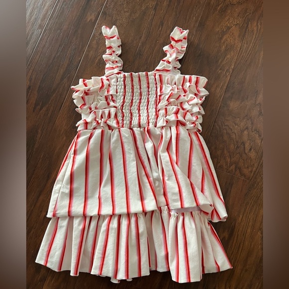 NWT Truly Me Red and White Striped Ruffle Sundress-Size 6 - Picture 2 of 5